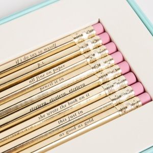 NEW KATE SPADE Good As Gold Pencil Set Super Cute!